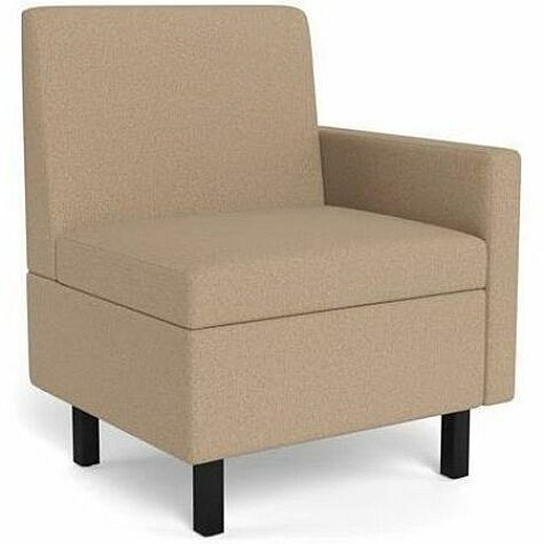 Safco Movvi Modular Single-Seat Chair with Left Arm 33.8" Height x 27" Width x 24" Depth - Finish: Dorset Taupe - Long Lasting, Durable, Upholstered, Armrest, Upholstered Arm, Modular - For Lounge (MISSALDT08)