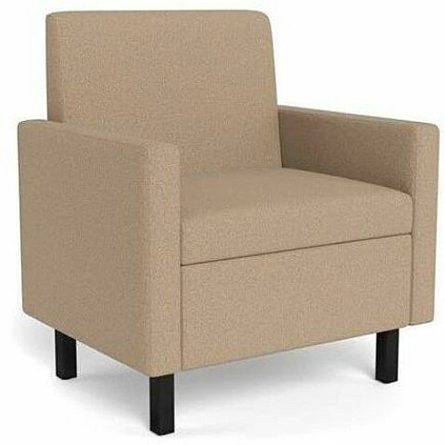 Safco Movvi Modular Single-Seat Chair with Both Arms 33.8" Height x 30" Width x 24" Depth - Finish: Dorset Taupe - Long Lasting, Durable, Upholstered, Armrest, Upholstered Arm, Modular - For Lounge (MISSABDT08)
