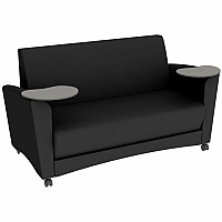 Learniture Common Area Sofa with Tablet Arms 48.50" Seat Width - Wood Frame - 63.3" x 29" x 33.3" Overall Dimension - Polyurethane, Foam Seat (LNT1701BKCS)