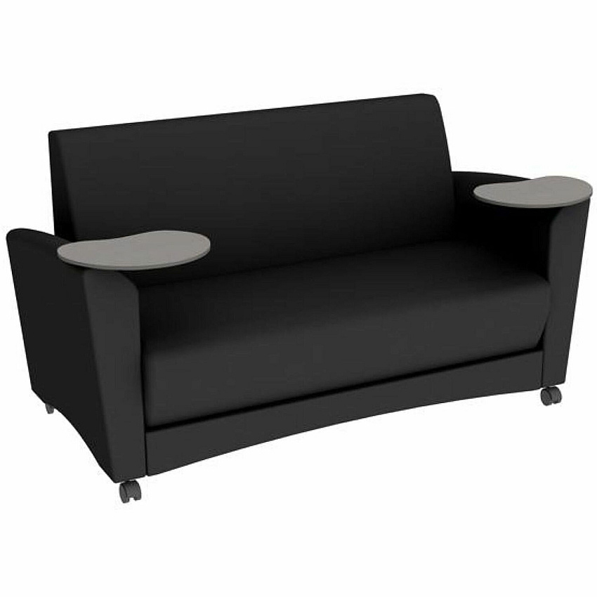 Learniture Common Area Sofa with Tablet Arms 48.50" Seat Width - Wood Frame - 63.3" x 29" x 33.3" Overall Dimension - Polyurethane, Foam Seat (LNT1701BKCS)