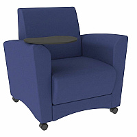 Learniture Shapes Series II Common Area Chair w/Tablet Arm Foam, Vinyl, Polyurethane Seat Material - Wood Frame Material - Navy Smooth Grain - Armrest (LNT1601266GT)