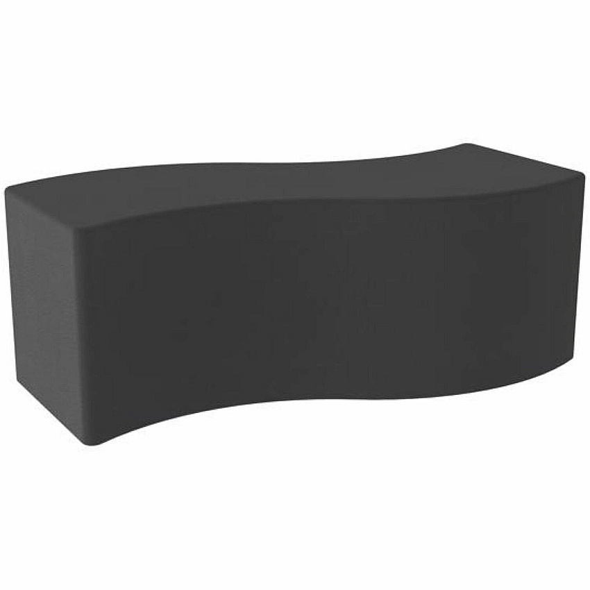 Learniture Shapes Series II Soft Seating Wave Bench Vinyl Seat Material - Engineered Wood Frame Material - Black Smooth Grain - Foam (LNT1076BK)