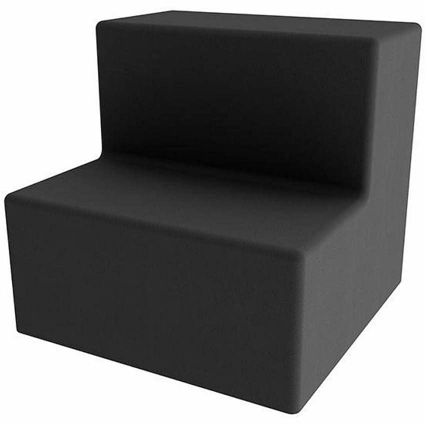 Learniture Shapes Series II 2-Tier Soft Seating Foam, Vinyl Seat Material - Engineered Wood Frame Material - Black Smooth Grain - Rubber (LNTSS2BK)