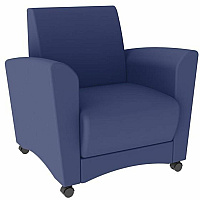 Learniture Shapes Series II Common Area Chair Foam, Vinyl, Polyurethane Seat Material - Wood Frame Material - Navy Smooth Grain - Armrest (LNT1600268)