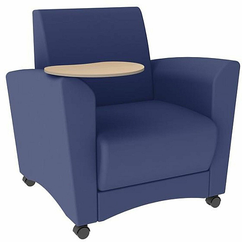 Learniture Shapes Series II Common Area Chair w/Tablet Arm Foam, Vinyl, Polyurethane Seat Material - Wood Frame Material - Navy Smooth Grain - Armrest (LNT1601266MP)