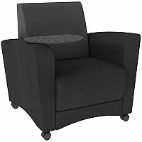 Learniture Shapes Series II Common Area Chair w/Tablet Arm Foam, Vinyl, Polyurethane Seat Material - Wood Frame Material - Black Smooth Grain - Armrest (LNT1601BKGT)