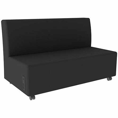 Learniture Shapes Series II Soft Seating Sofa w/Charging Ports Wood Frame - 51.5" x 28.5" x 32" Overall Dimension - Vinyl, Polyurethane, Foam Seat (LNT1023BKA)