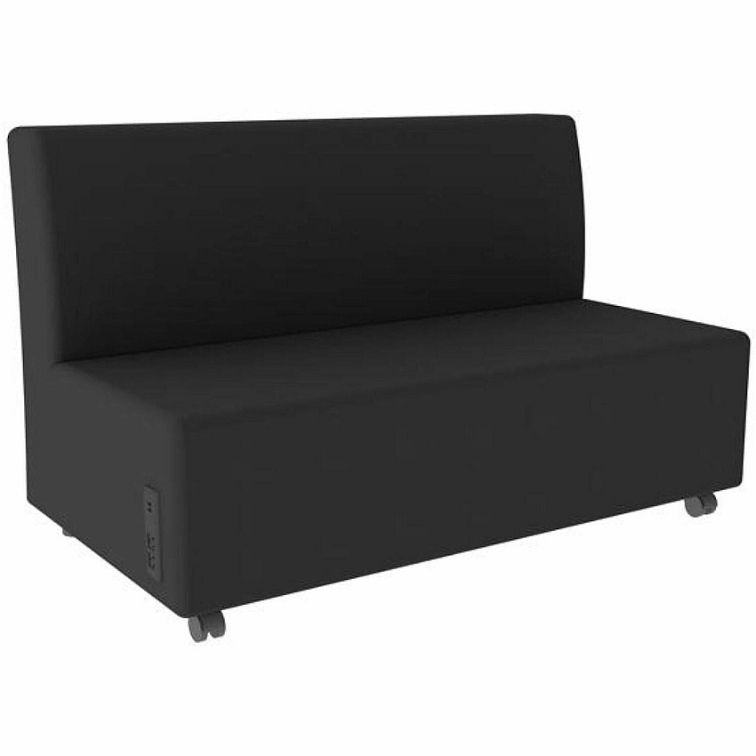 Learniture Shapes Series II Soft Seating Sofa w/Charging Ports Wood Frame - 51.5" x 28.5" x 32" Overall Dimension - Vinyl, Polyurethane, Foam Seat (LNT1023BKA)