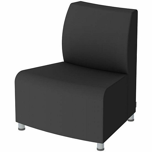 Learniture Shapes Series II Banquette Soft Seating Foam Seat Material - Wood Frame Material - Four-legged Base - Black Smooth Grain - Polyurethane, Vinyl (LNT3005BK)