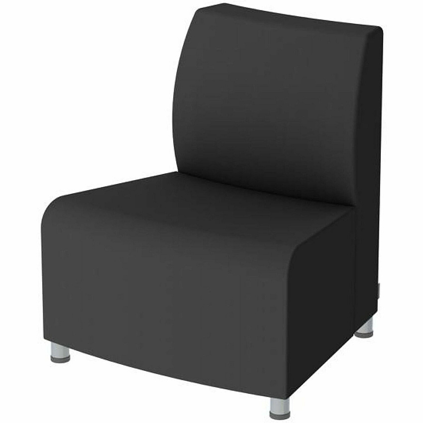 Learniture Shapes Series II Banquette Soft Seating Foam Seat Material - Wood Frame Material - Four-legged Base - Black Smooth Grain - Polyurethane, Vinyl (LNT3005BK)