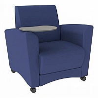 Learniture Shapes Series II Common Area Chair w/Tablet Arm Foam, Vinyl, Polyurethane Seat Material - Wood Frame Material - Navy Smooth Grain - Armrest (LNT1601266CS)