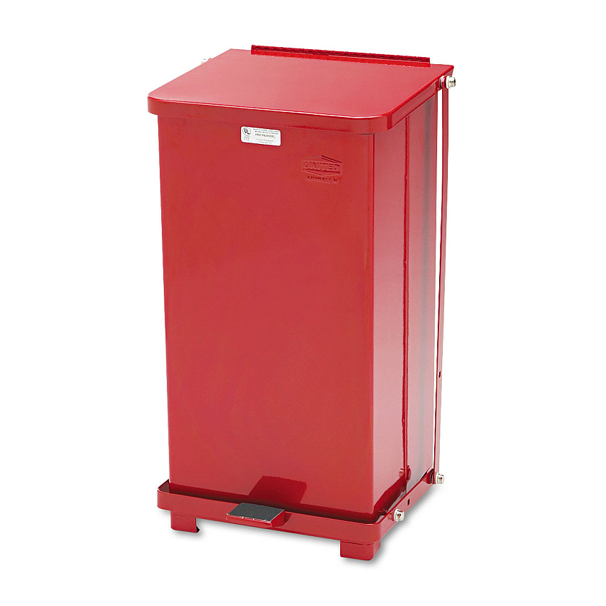 Rubbermaid Commercial Defenders Heavy-Duty Steel Step Can, 6.5 gal, Steel, Red (ST12EPLRD)