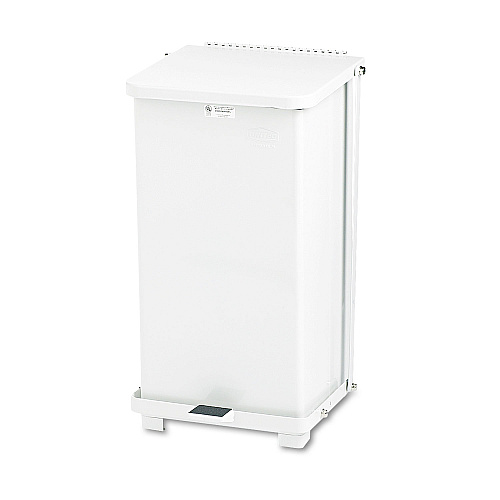 Rubbermaid Commercial Defenders Heavy-Duty Steel Step Can, 6.5 gal, Steel, White (ST12EPLWH)