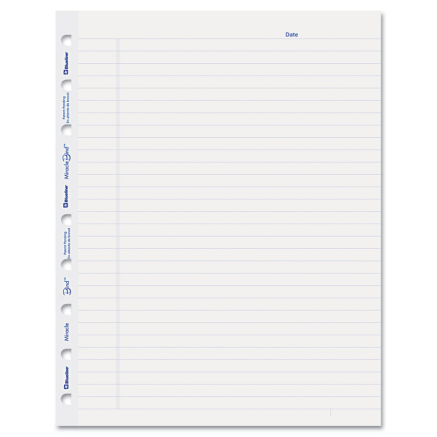 Blueline MiracleBind Ruled Paper Refill Sheets for all MiracleBind Notebooks and Planners, 9.25 x 7.25, White/Blue Sheets, Undated (AFR9050R)