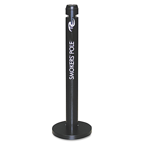 Rubbermaid Commercial Smoker's Pole, Round, Steel, 0.9 gal, 4 dia x 41h, Black (R1BK)