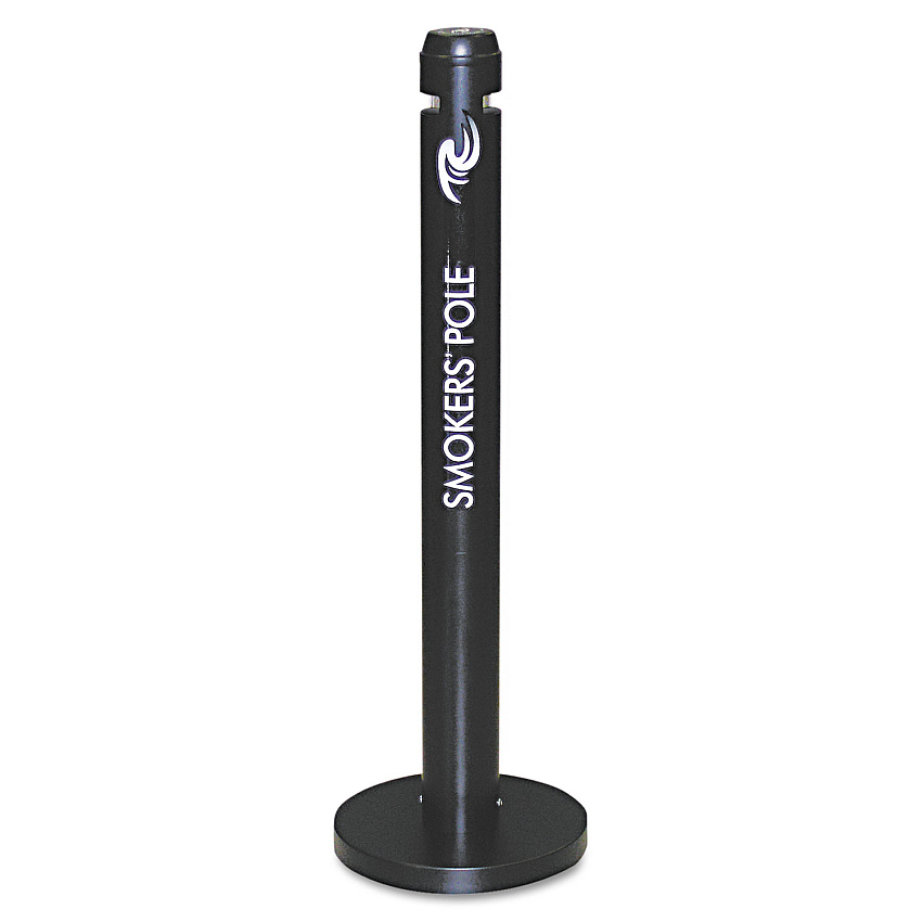 Rubbermaid Commercial Smoker's Pole, Round, Steel, 0.9 gal, 4 dia x 41h, Black (R1BK)