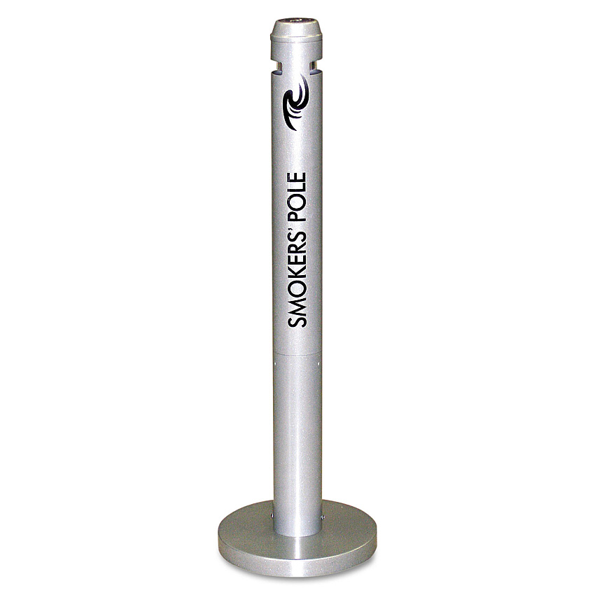 Rubbermaid Commercial Smoker's Pole, Round, Steel, 0.9 gal, 4 dia x 41h, Silver (R1SM)