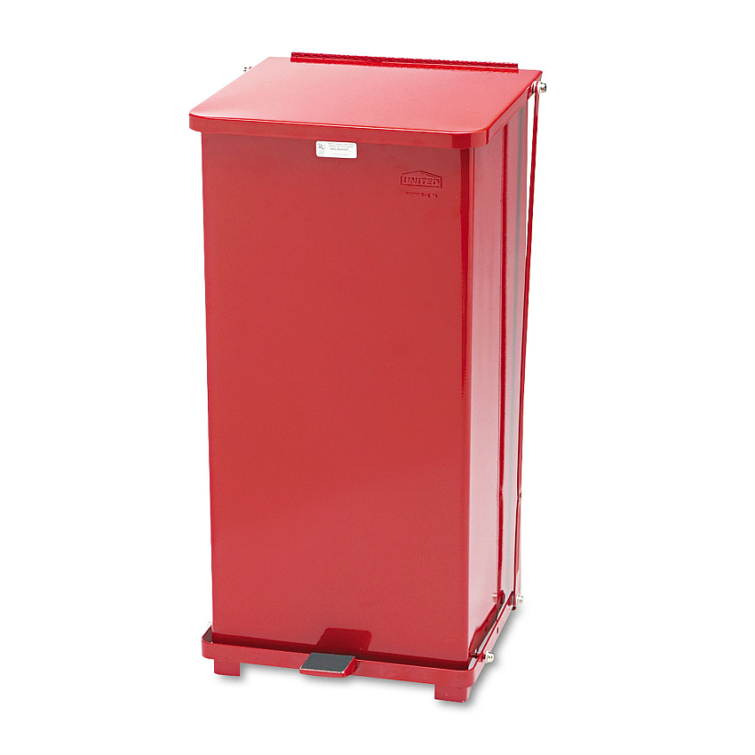 Rubbermaid Commercial Defenders Heavy-Duty Steel Step Can, 13 gal, Steel, Red (ST24EPLRD)