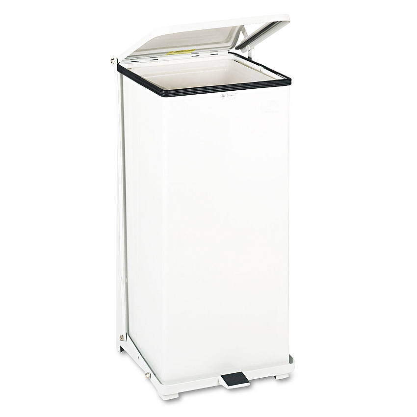 Rubbermaid Commercial Defenders Heavy-Duty Steel Step Can, 13 gal, Steel, White (ST24EPLWH)
