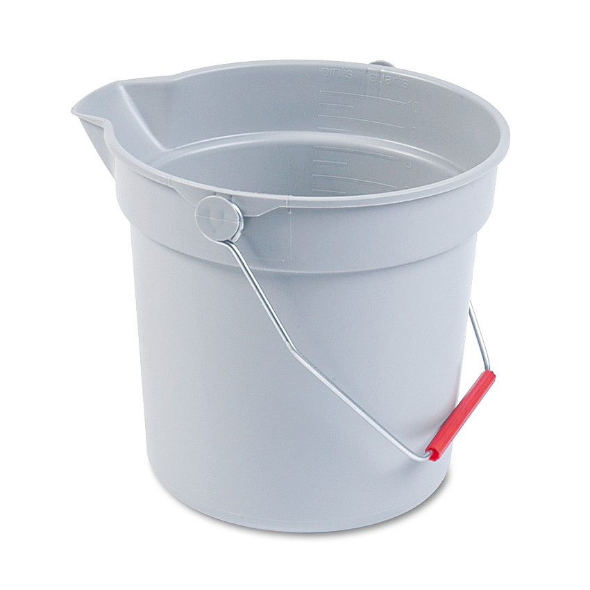 Rubbermaid Commercial 10 Quart Plastic Utility Pail, Plastic, Gray, 10.5" dia (296300GY)