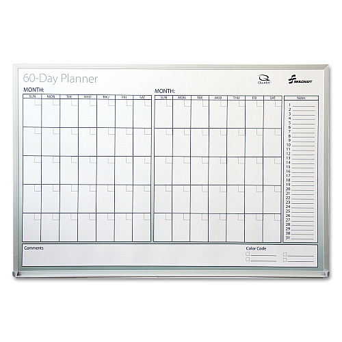 AbilityOne 7520012239897, SKILCRAFT Dry Erase 60-Day Planner, 36 x 24, White Surface, Aluminum Frame
