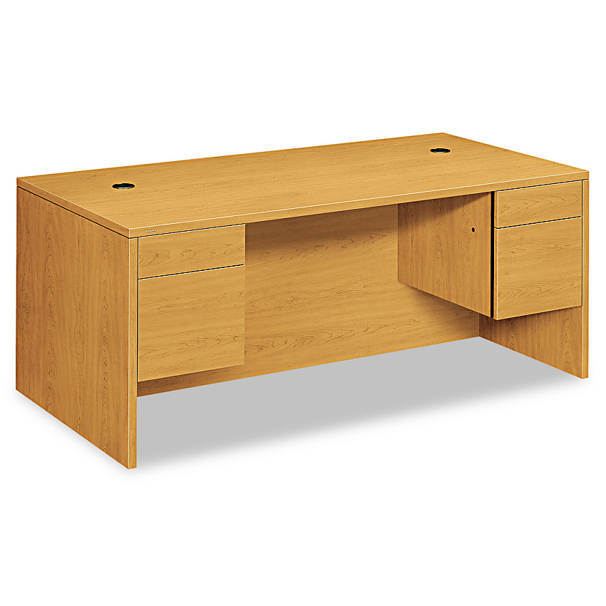 HON 10500 Series Double 3/4-Height Pedestal Desk, Left and Right: Box/File, 72" x 36" x 29.5", Harvest (10593CC)