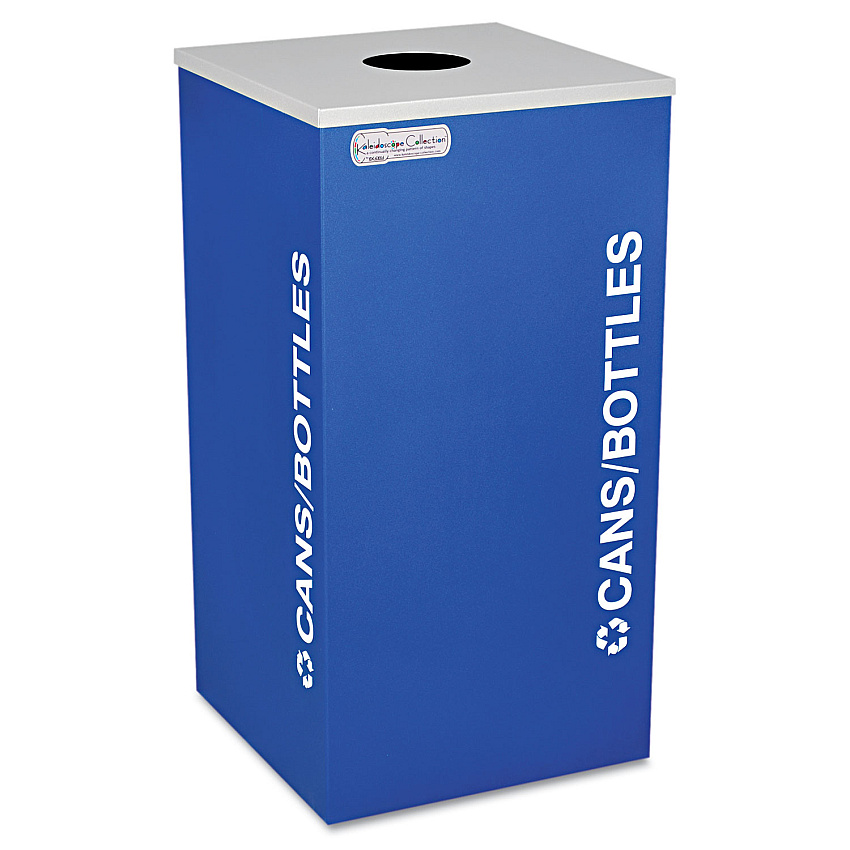 Ex-Cell Kaleidoscope Collection Bottle/Can Recycling Receptacle, 24 gal, Steel, Royal Blue (RCKDSQCRYX)