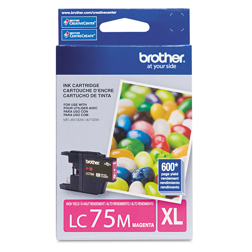 Brother LC75M Innobella High-Yield Ink, 600 Page-Yield, Magenta