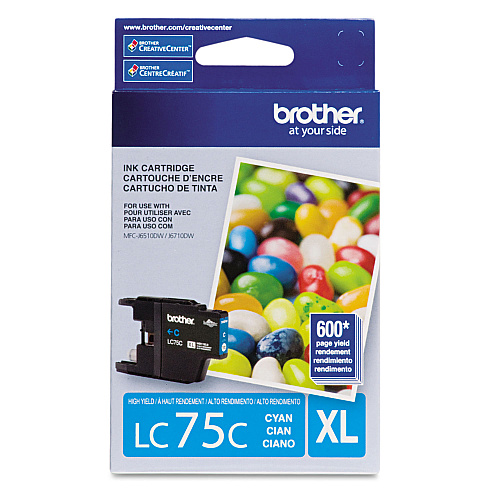 Brother LC75C Innobella High-Yield Ink, 600 Page-Yield, Cyan