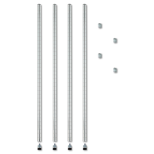 Alera Stackable Posts For Wire Shelving, 36" High, Silver, 4/Pack (ALESW59PO36SR)