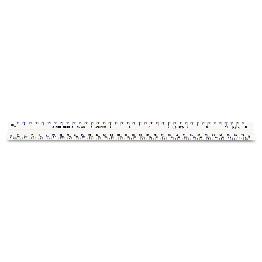 Chartpak Triangular Scale, Plastic, 12" Long, Architectural, White (3272BC)