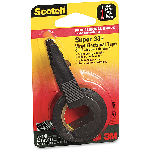 Scotch Electrical Tape 16.67 ft Length x 0.50" Width - Black - Plastic - Vinyl Backing - Dispenser Included - Abrasion Resistant, Moisture Resistant, Weather Resistant, Oil Resistant, Chemical Resistant - For Insulating Wire, Repairing Wire - 1 Roll (194)