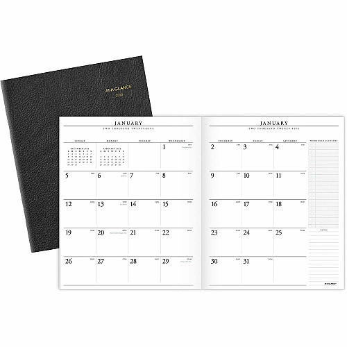 At-A-Glance Executive Padfolio Refill for 70-290 Large - Julian Dates - Monthly - 13 Month - January 2026 to January 2027 - 1 Month Double Page Layout - 9" x 11" Sheet Size - White Sheet - Stapled - White - Paper - Bleed Resistant - 1 Each (7090910)