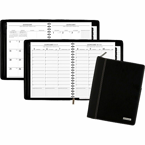 At-A-Glance Executive Appointment Book with Zipper Large - Julian Dates - Weekly, Monthly - 12 Month - January 2026 to December 2026 - 8:00 AM to 5:45 PM - Quarter-hourly - 1 Week, 1 Month Double Page Layout - 8 1/4" x 11" Sheet Size - White Sh (70NX8105)
