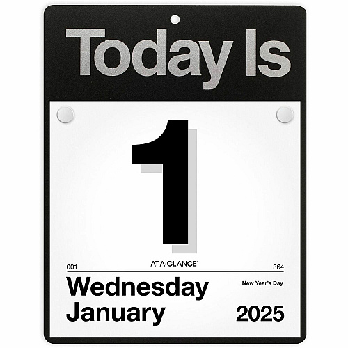 At-A-Glance Today Is Wall Calendar Large - Julian Dates - Daily - 12 Month - January 2026 to December 2026 - 1 Day Single Page Layout - 8 1/2" x 8" Sheet Size - White Sheet - Black - Poly, Paper - Eyelet, Unruled Daily Block, Flexible - 1 Each (K400)