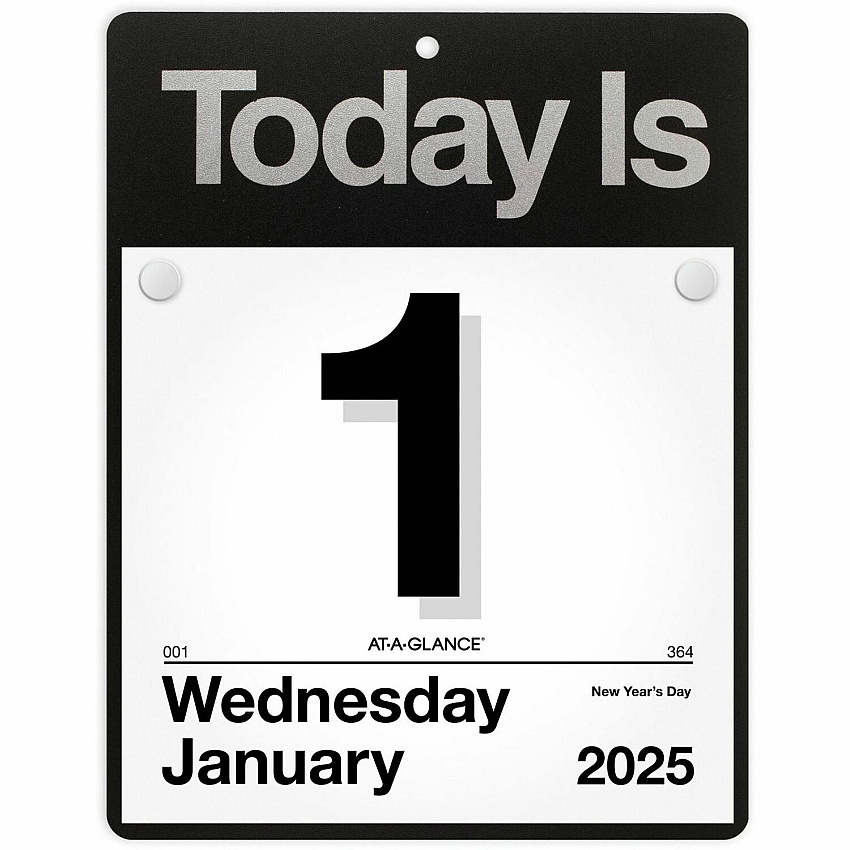 At-A-Glance Today Is Wall Calendar Large - Julian Dates - Daily - 12 Month - January 2026 to December 2026 - 1 Day Single Page Layout - 8 1/2" x 8" Sheet Size - White Sheet - Black - Poly, Paper - Eyelet, Unruled Daily Block, Flexible - 1 Each (K400)