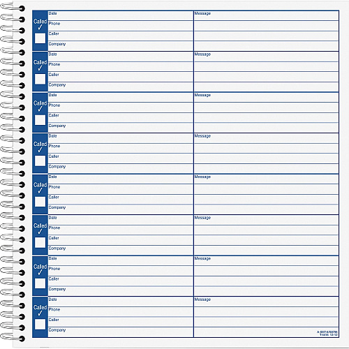 Adams Voice Mail Log Book 60 Sheet(s) - Spiral Bound - 7.50" x 8.50" Sheet Size - 2 / Pack (S8714)