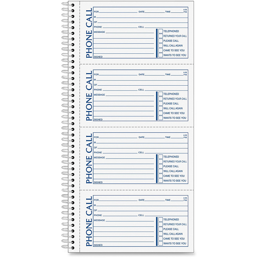Adams Spiral Bound Phone Message Books 400 Sheet(s) - Spiral Bound - 2 Part - 5.25" x 11" Sheet Size - Assorted Sheet(s) - Recycled - 1 Each (SC1154D)