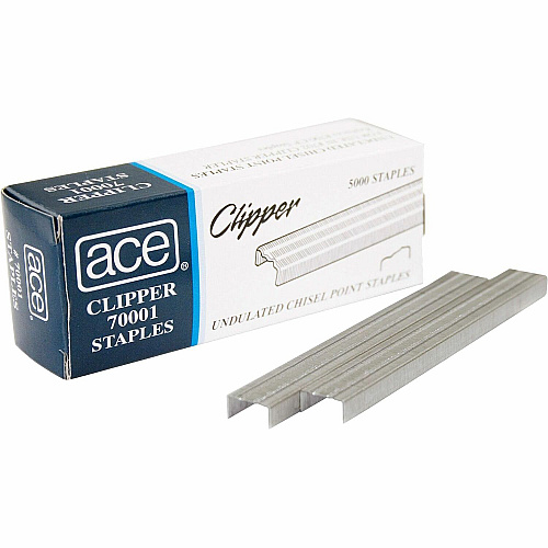 Advantus Ace Undulated Clipper Staples Chisel Point - 210 Per Strip - 5000 / Box (70001)