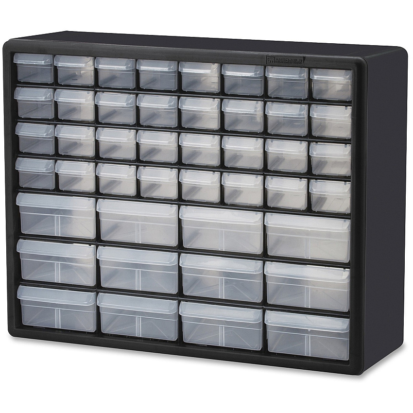 Akro-Mils 44-Drawer Plastic Storage Cabinet 44 Compartment(s) - 15.80" Height6.40" Depth x 20" Length - Unbreakable, Stackable, Finger Grip - Black - Polystyrene - 1 Each (10144)