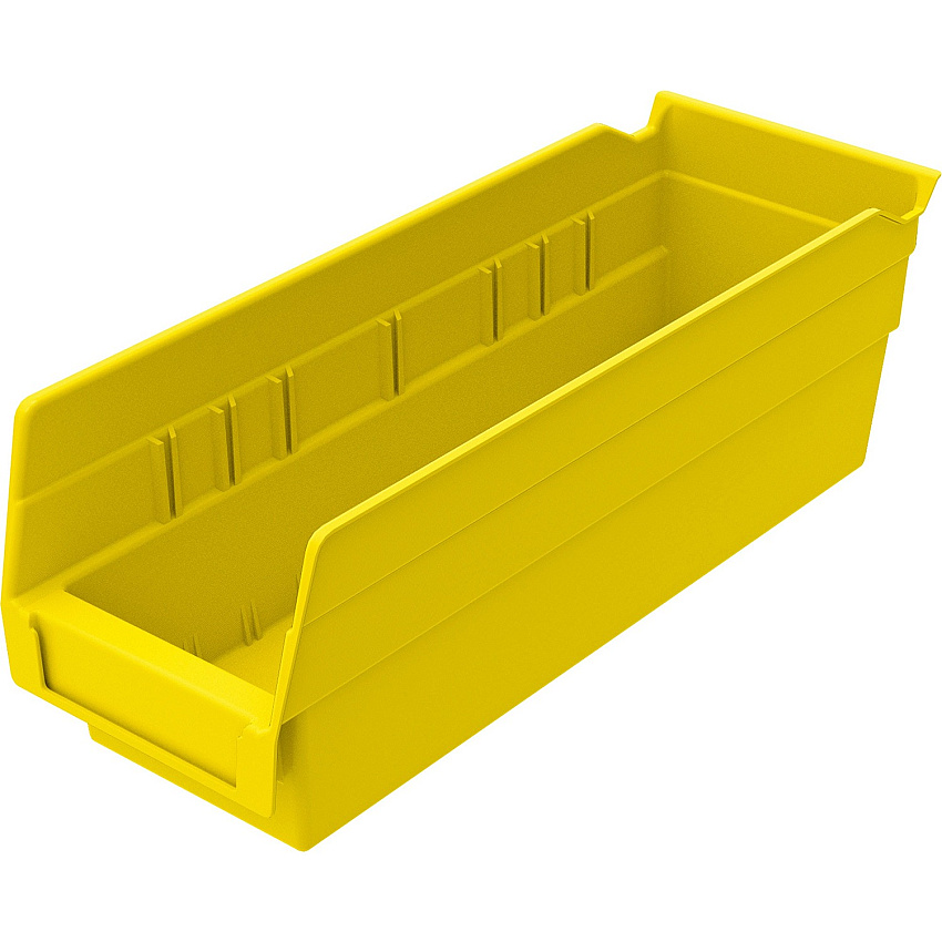 Akro-Mils Economical Storage Shelf Bins 4" Height x 4.10" Width x 11.60" Depth - Water Proof, Label Holder, Durable, Stain Resistant, Grease Resistant, Oil Resistant - Yellow - Polymer - 1 Each (30120Y)
