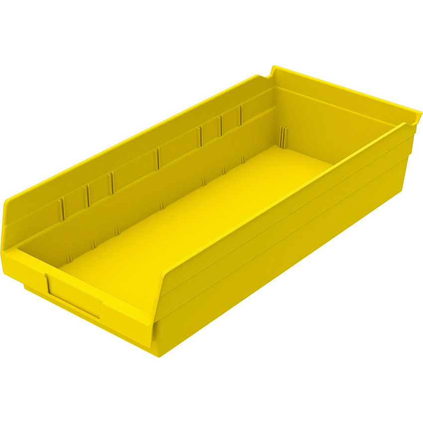 Akro-Mils Economical Storage Shelf Bins 4" Height x 8.40" Width x 17.90" Depth - Water Proof, Label Holder, Corrugated, Durable, Grease Resistant, Oil Resistant - Yellow - Polymer - 1 Each (30158Y)