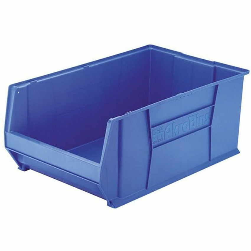Akro-Mils Super-Size AkroBin External Dimensions: 18.4" Width x 29.3" Depth x 12" Height - 300 lb - Heavy Duty - Stackable - Polymer - Blue - 1 Each (30290B)