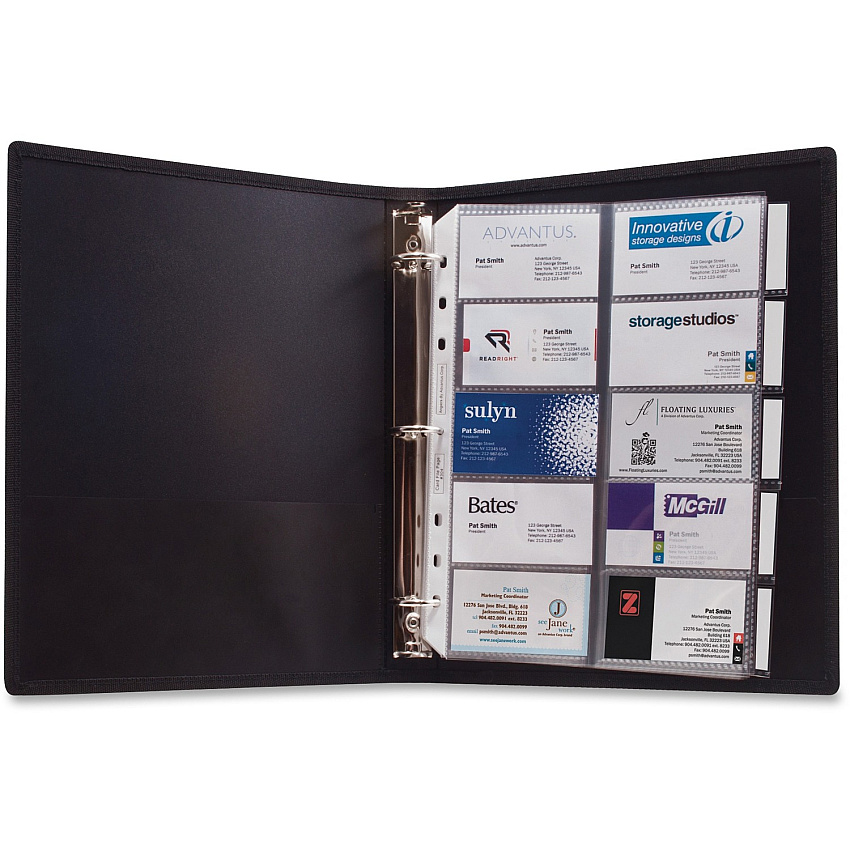 Anglers 3-Ring Business Card Binder 1000 Capacity - 8.50" Width x 11" Length - 3-ring Binding - 5 x Tab(s) - Refillable (303)