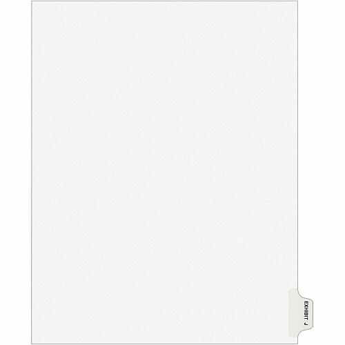 Avery&reg; Individual Legal Exhibit Dividers - Avery Style 1 Printed Tab(s) - Character - J - 8.5" Divider Width x 11" Divider Length - Letter - White Paper Divider - Paper Tab(s) - 20% Recycled - Reinforced Tab, Rip Proof, Unpunched - 25 / Pack (01380)