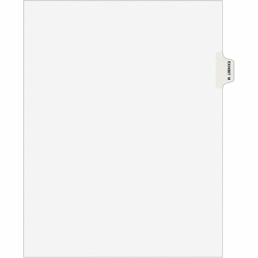 Avery&reg; Individual Legal Exhibit Dividers - Avery Style 1 Printed Tab(s) - Character - M - 8.5" Divider Width x 11" Divider Length - Letter - White Paper Divider - Paper Tab(s) - 20% Recycled - Reinforced Tab, Rip Proof, Unpunched - 25 / Pack (01383)