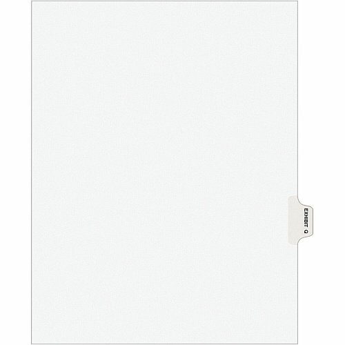 Avery&reg; Individual Legal Exhibit Dividers - Avery Style 1 Printed Tab(s) - Character - Q - 8.5" Divider Width x 11" Divider Length - Letter - White Paper Divider - Paper Tab(s) - 20% Recycled - Reinforced Tab, Rip Proof, Unpunched - 25 / Pack (01387)