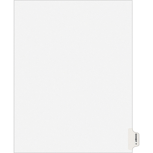 Avery&reg; Individual Legal Exhibit Dividers - Avery Style 1 Printed Tab(s) - Character - T - 8.5" Divider Width x 11" Divider Length - Letter - White Paper Divider - Paper Tab(s) - 20% Recycled - Reinforced Tab, Rip Proof, Unpunched - 25 / Pack (01390)