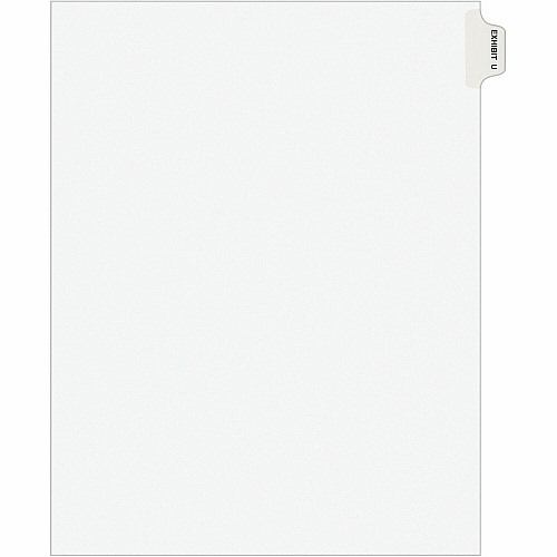 Avery&reg; Individual Legal Exhibit Dividers - Avery Style 1 Printed Tab(s) - Character - U - 8.5" Divider Width x 11" Divider Length - Letter - White Paper Divider - Paper Tab(s) - 20% Recycled - Reinforced Tab, Rip Proof, Unpunched - 25 / Pack (01391)