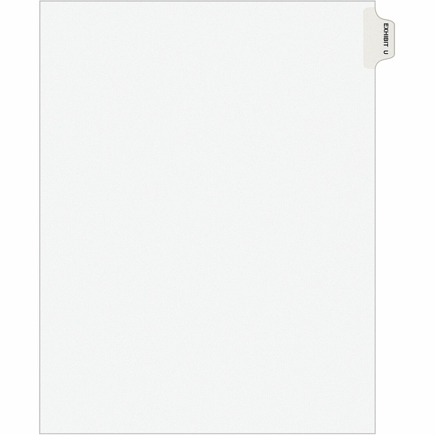 Avery&reg; Individual Legal Exhibit Dividers - Avery Style 1 Printed Tab(s) - Character - U - 8.5" Divider Width x 11" Divider Length - Letter - White Paper Divider - Paper Tab(s) - 20% Recycled - Reinforced Tab, Rip Proof, Unpunched - 25 / Pack (01391)